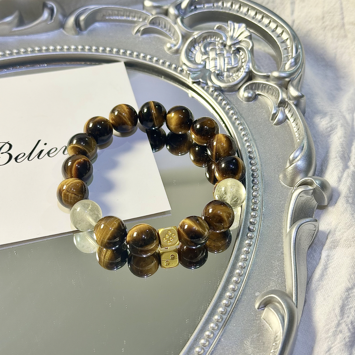 ［宵晴虎眼］柠檬黄水晶黄虎眼转运旺财守护手串 男女同款 百搭时尚