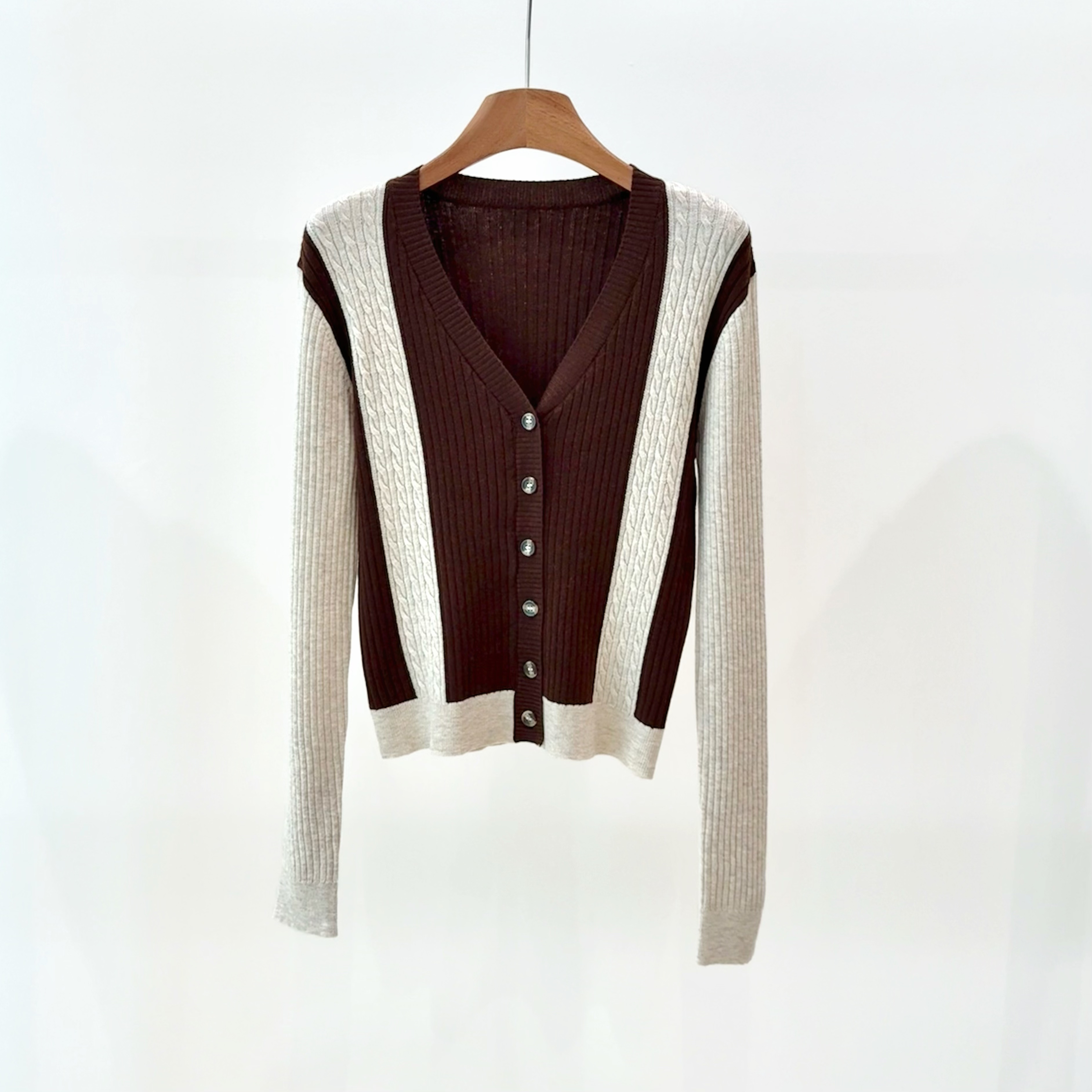 长袖慵懒风拼色秋季针织毛针织衫女装针织衫毛衣毛衫b712