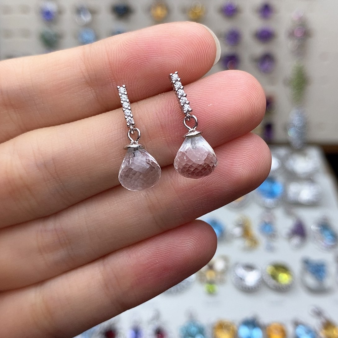 银S925镶嵌耳饰水晶白水晶（需要证书备注）