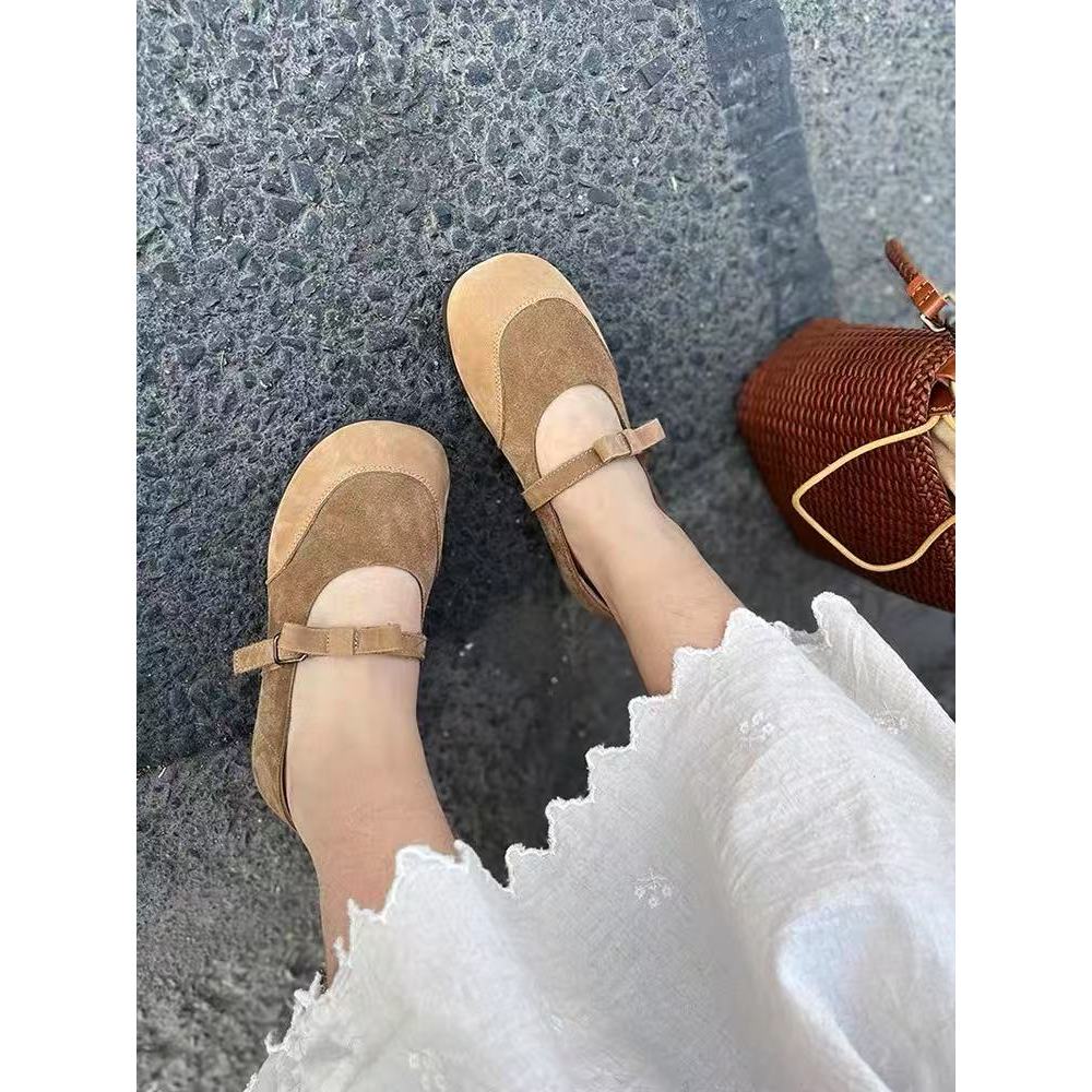 1887真皮单鞋女2025春季新款浅口复古头层牛皮休闲百搭软底