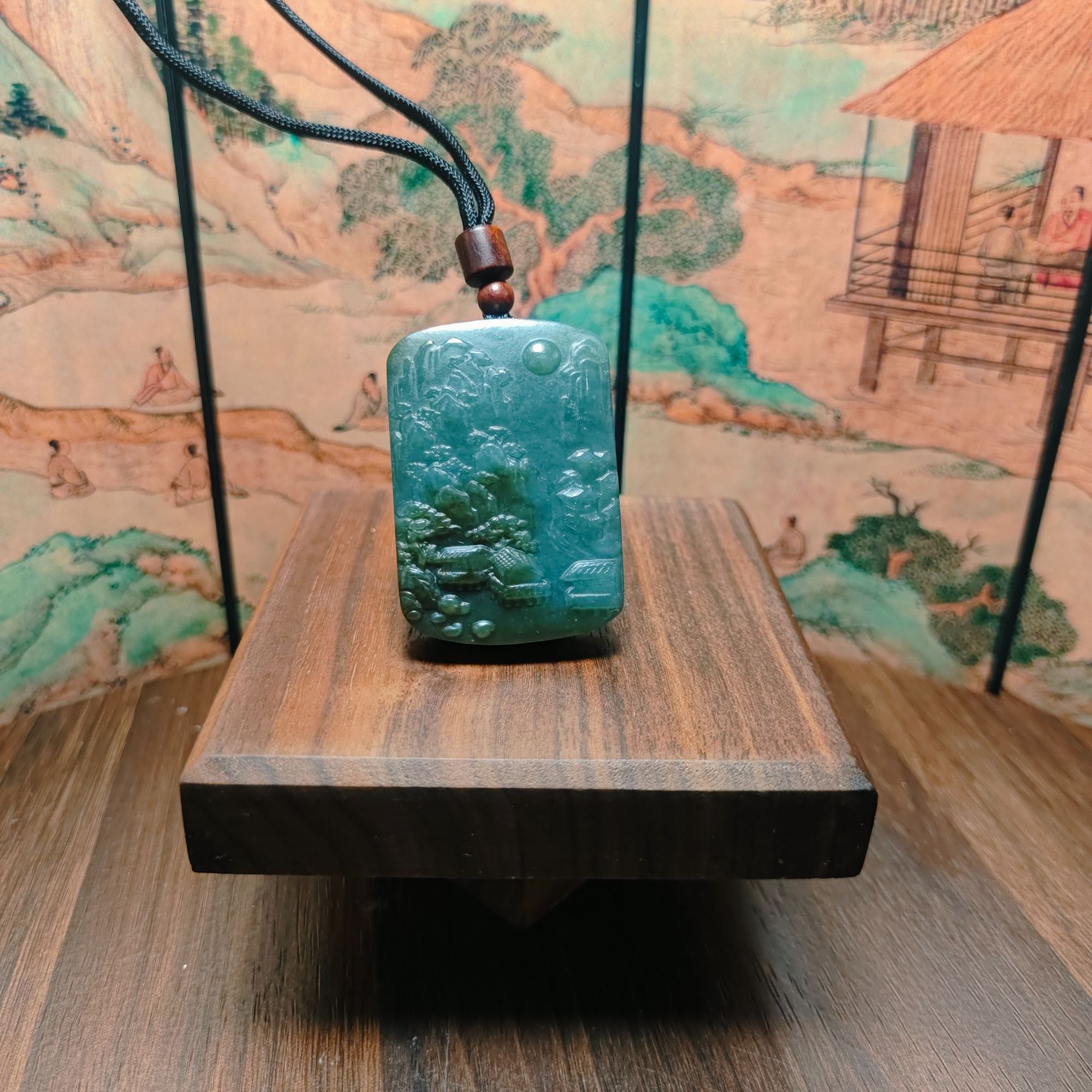 N和田玉山水吊坠1640