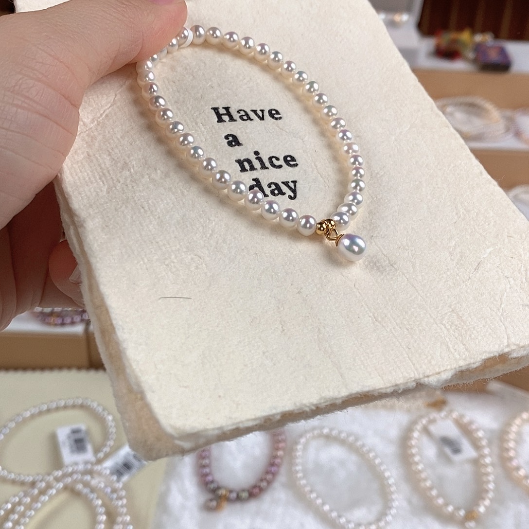 手绳银S925镶嵌淡水珍珠