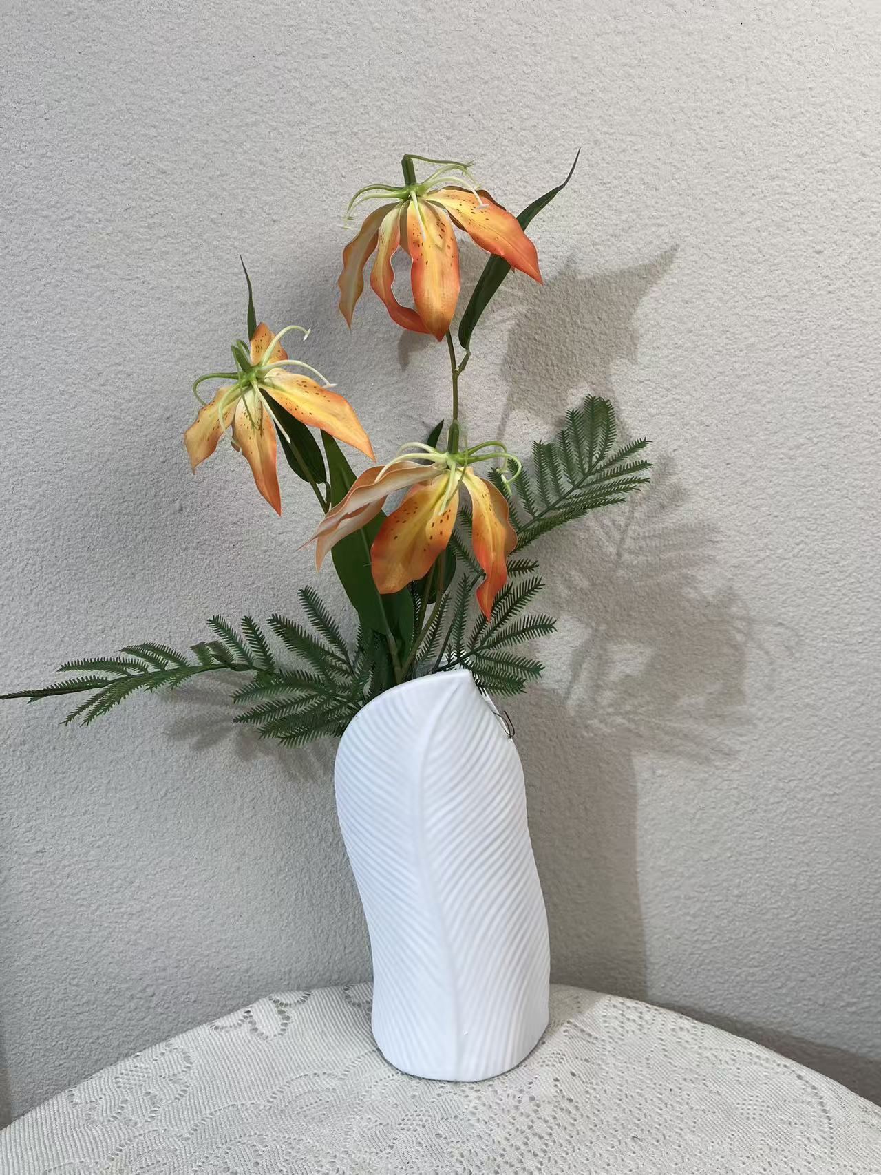 高品质仿真花假花火百合小清新艺术插花高级成品逼真