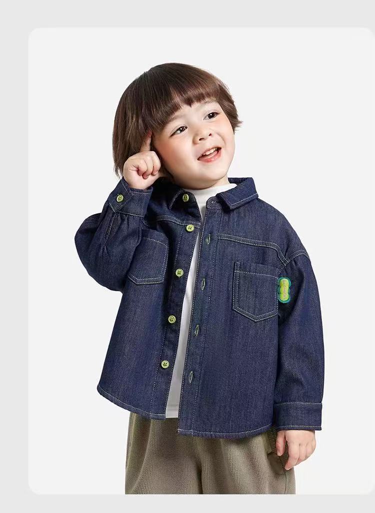 8.18熊熊男女童春秋款牛仔衬衫