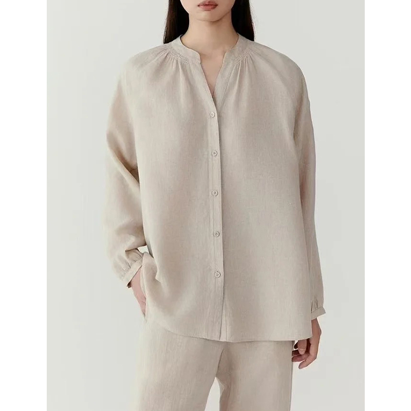 原单非市面货！”小禾亚麻“平纹碎褶衬衫 332