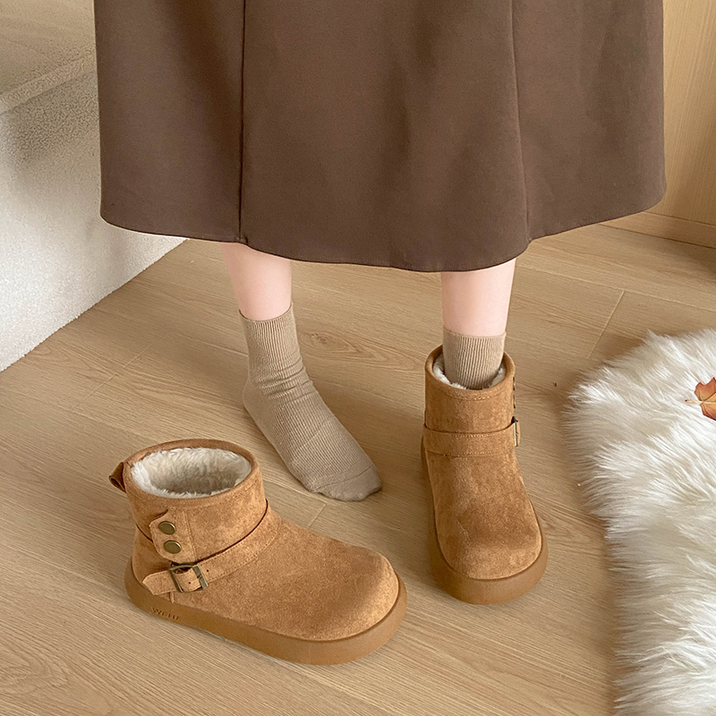 东北大棉加绒加厚保暖雪地靴女2025年新款时尚百搭平底短筒棉靴子