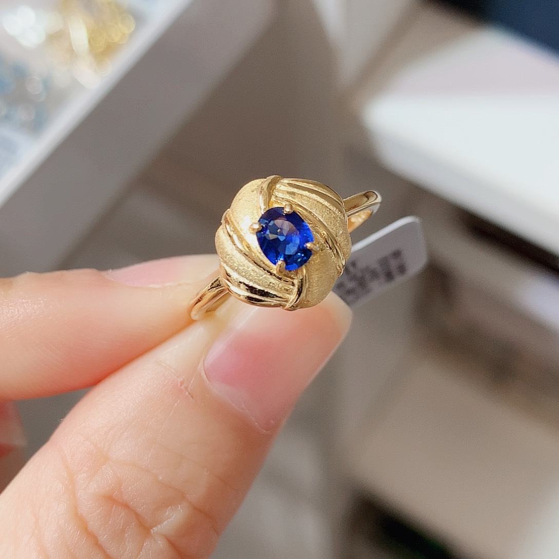 戒指蓝宝石银S925镶嵌