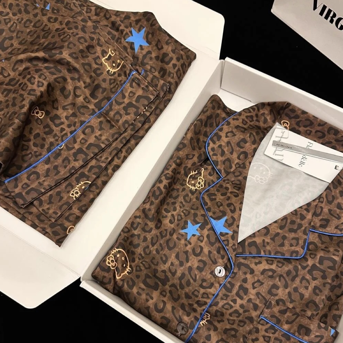 （拉萨发货） HelloKitty睡衣豹纹冰丝长袖长裤满满高级感