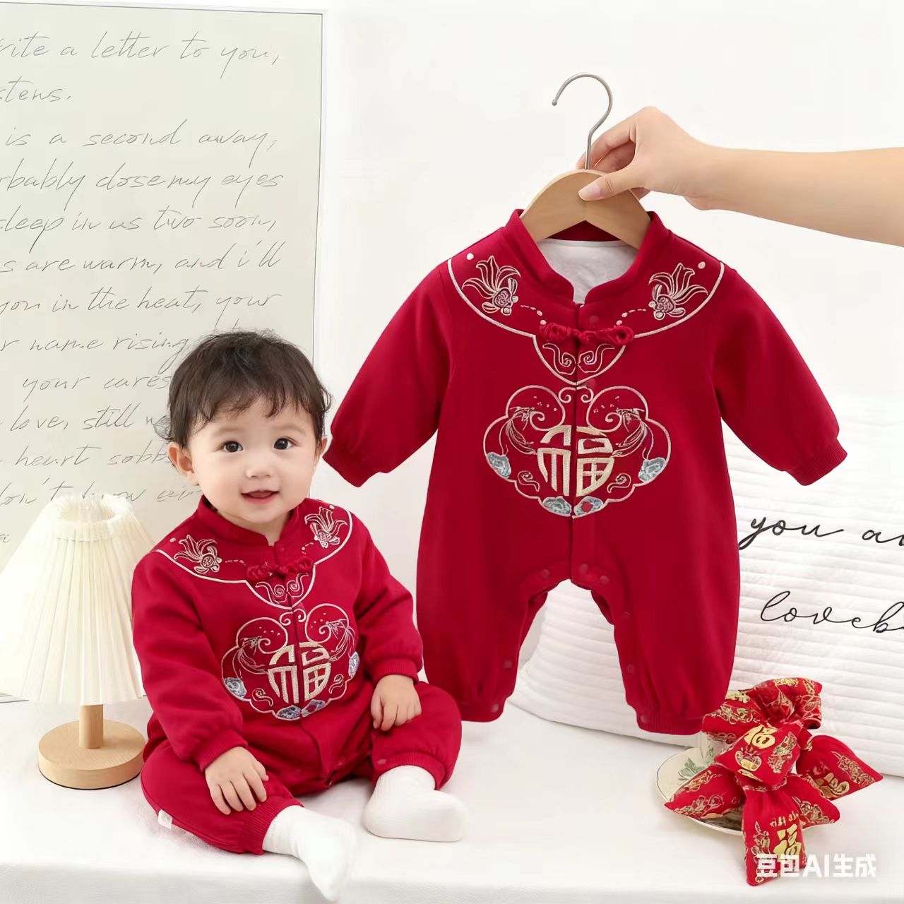 婴儿冬季套装满月百天周岁连体衣年服新生儿宝宝礼服秋冬衣服儿童