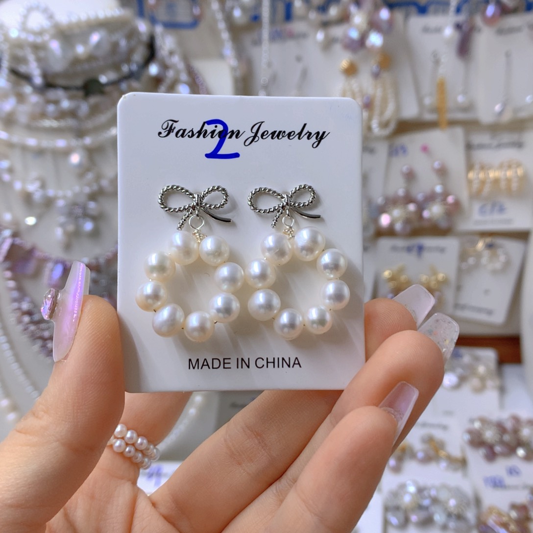淡水珍珠耳饰银S925镶嵌