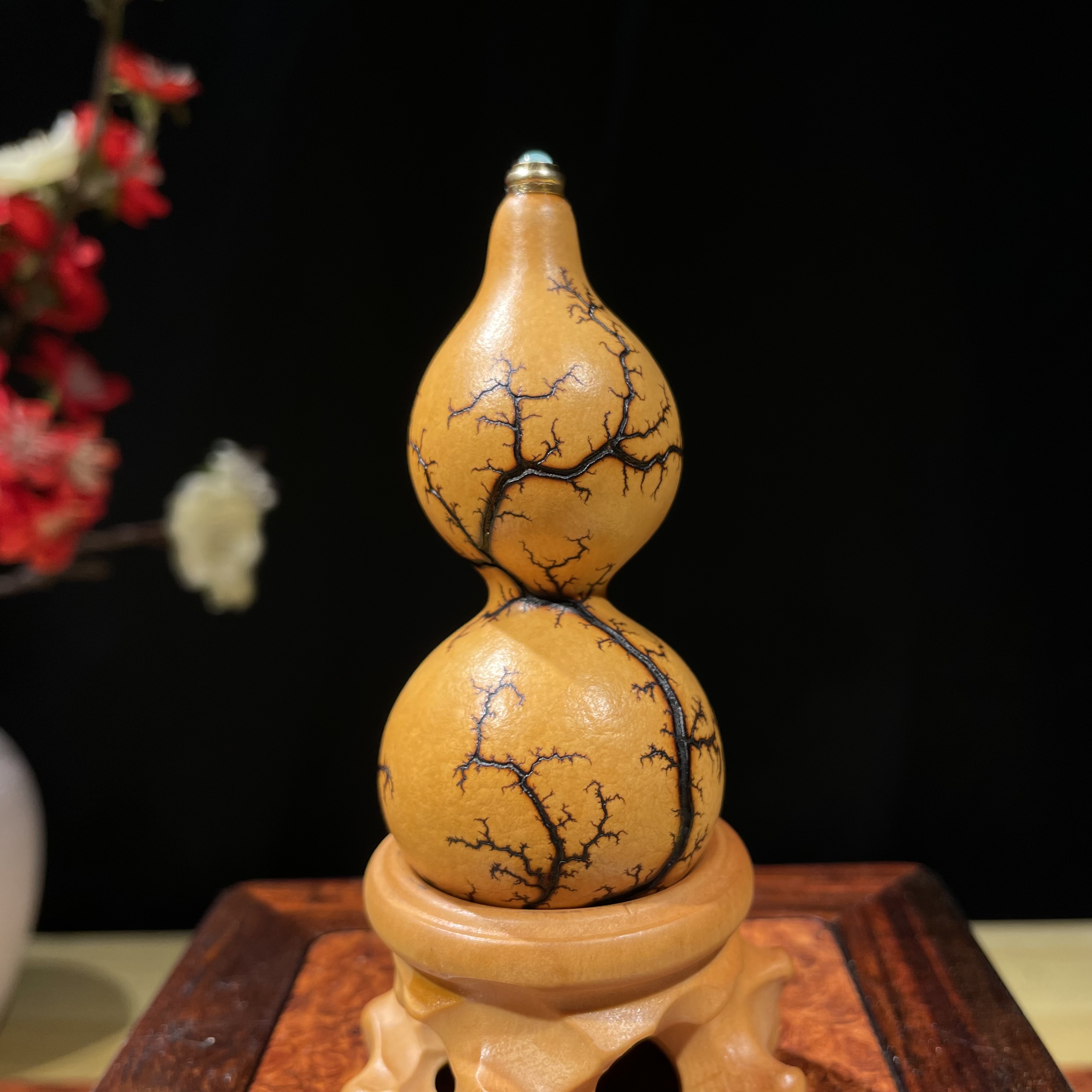 4-6公分天津嘴天然电击纹葫芦文玩盘玩手把件挂件挂饰葫芦龙头