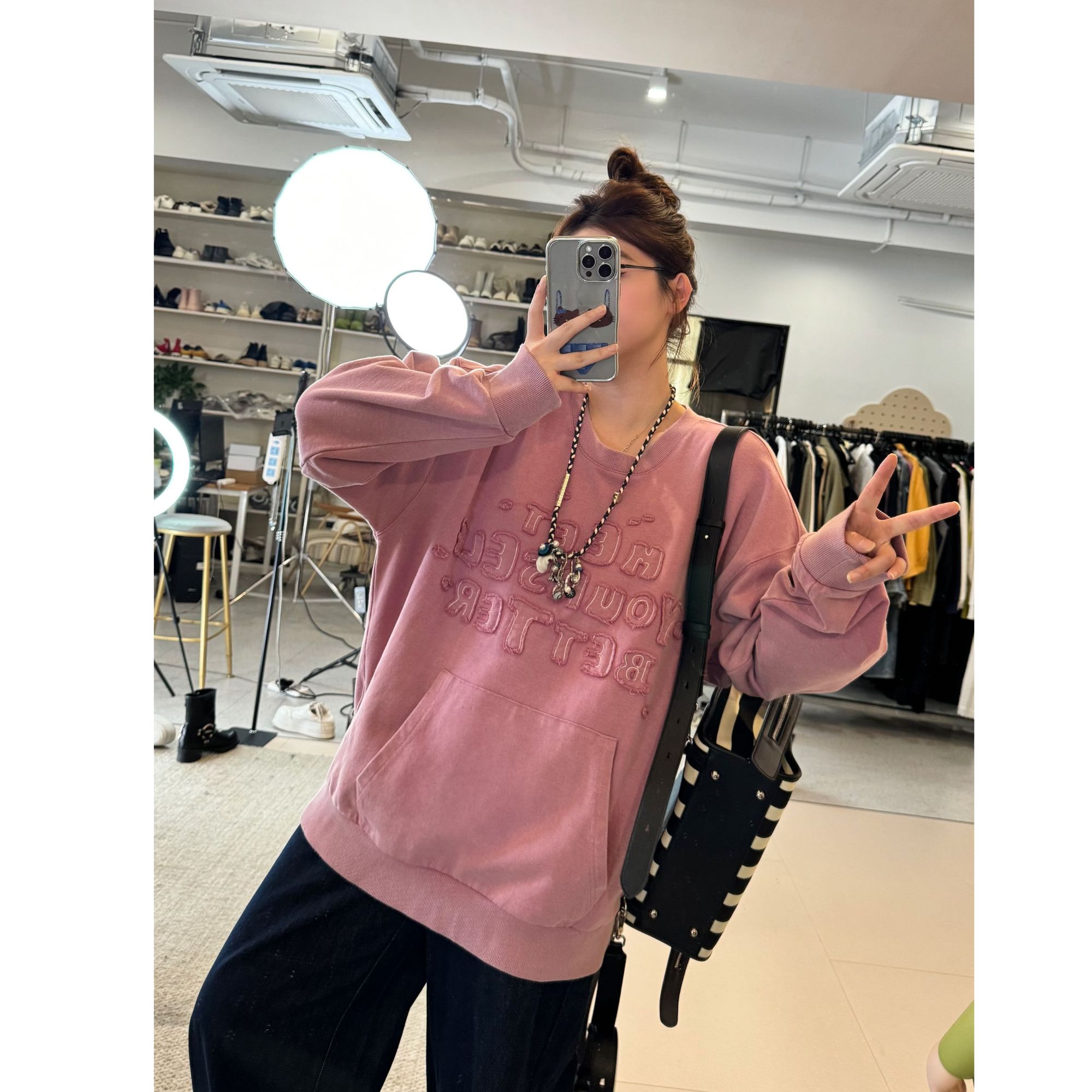 【又A又酷又飒】美式高街胸前立体字母水洗做旧宽松卫衣