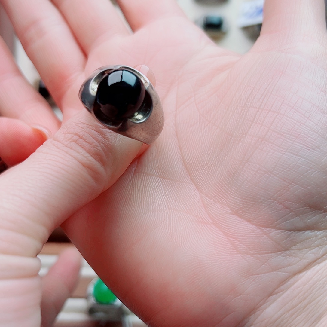 银S925镶嵌戒指翡翠炸****1