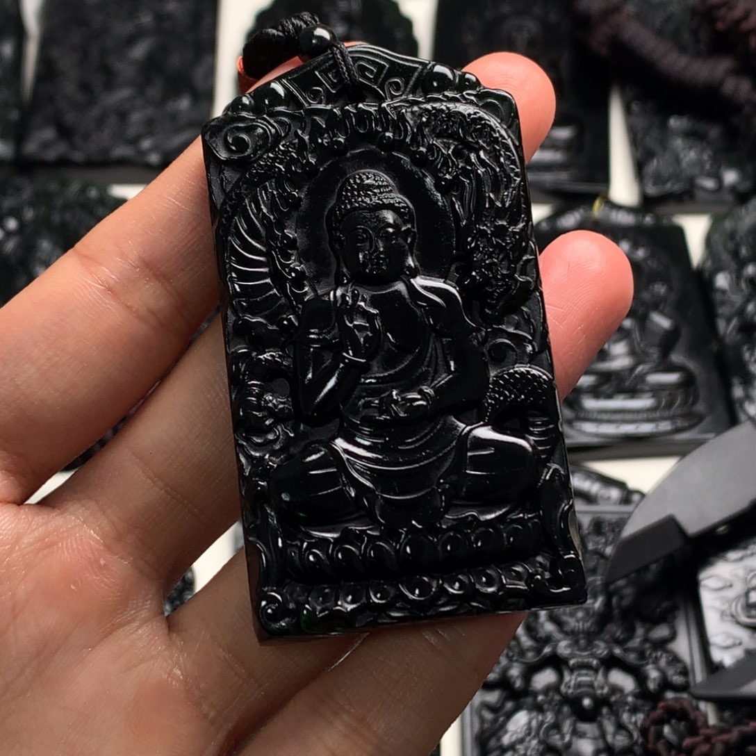 天然缅甸a货钢琴黑挂件