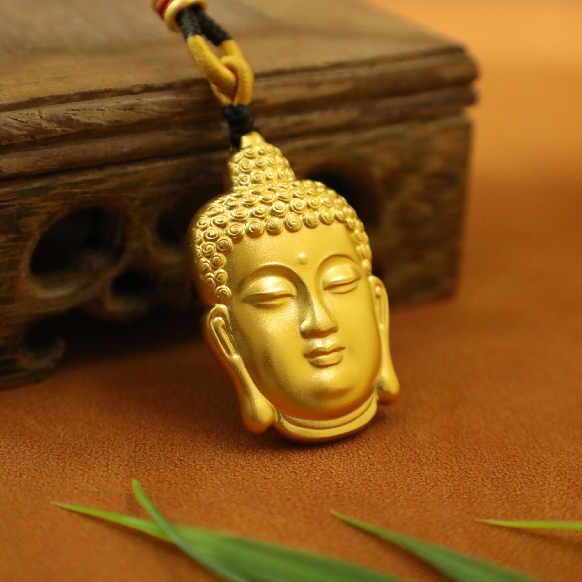 869/克【佛头】古法金黄金手工錾刻足金999吊坠挂坠项链