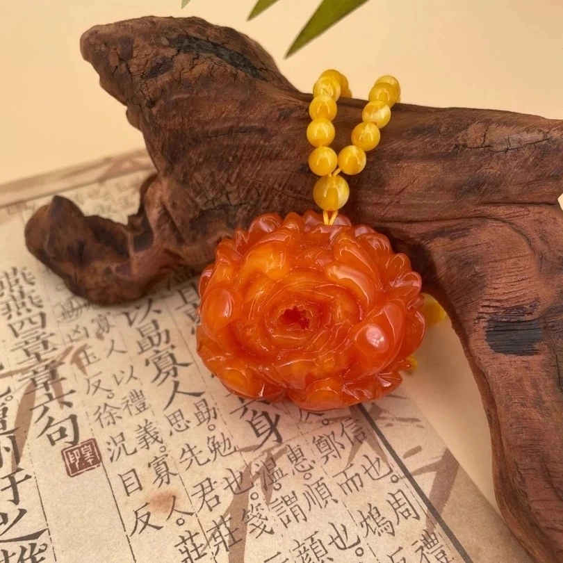 D034柚子红牡丹花珠链款