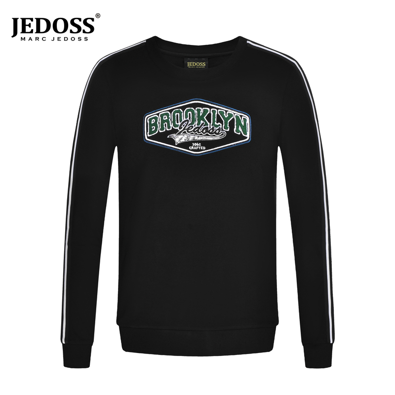 JEDOSS/爵迪斯男装秋冬时尚轻奢立体珠片刺绣套头卫衣长袖HM037