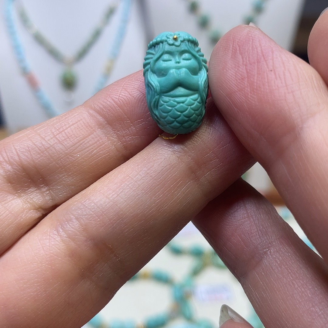 绿松石未镶嵌美人鱼