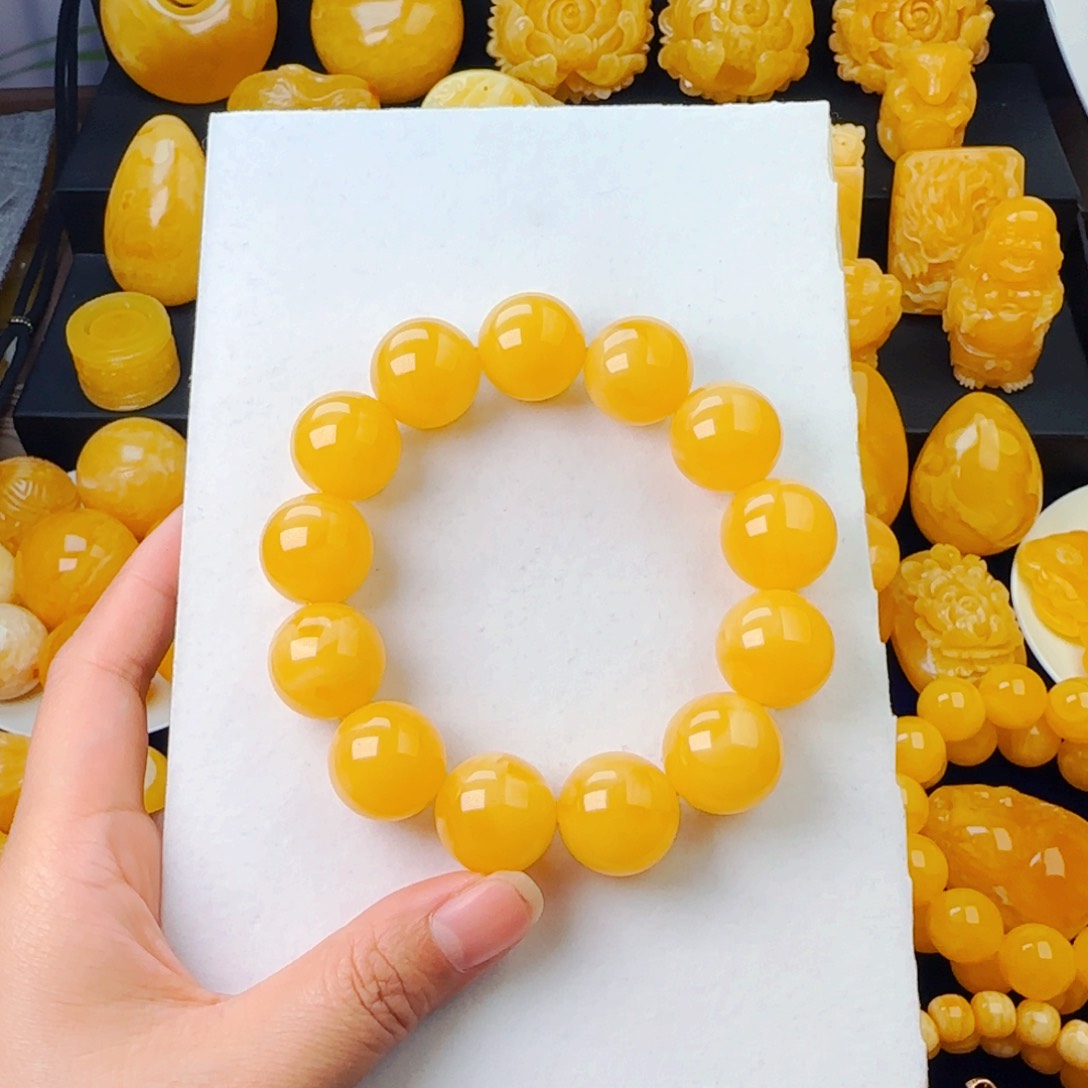 琥珀颈饰未镶嵌浓蜡同料19