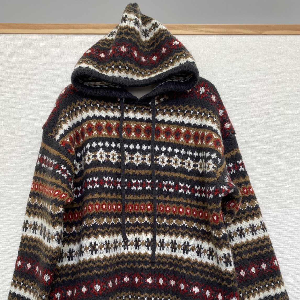 （银杏树）复古秋冬宽松慵懒风连帽针织毛衣