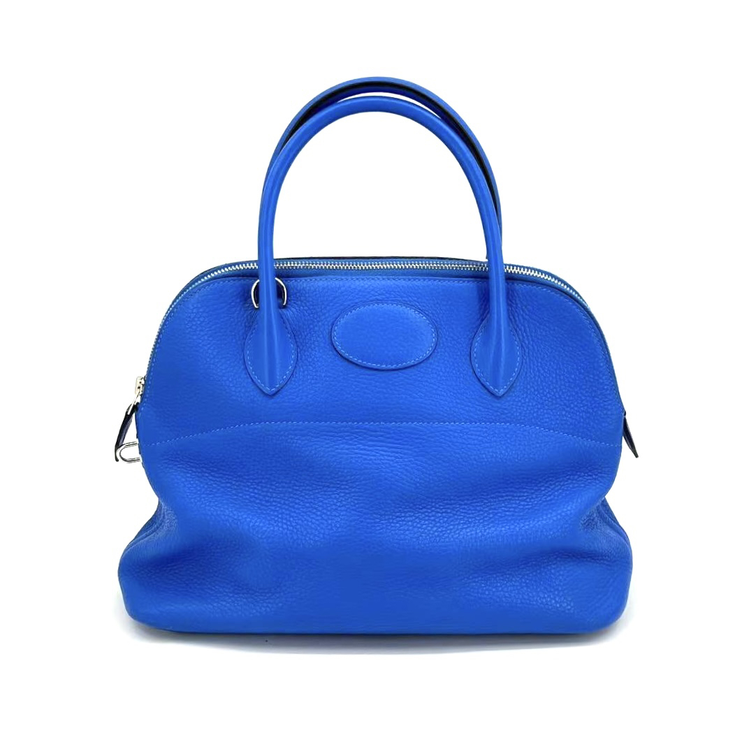 99新 Hermes/爱马仕 爱马仕保龄球31蓝银扣tc皮x单肩包8496051