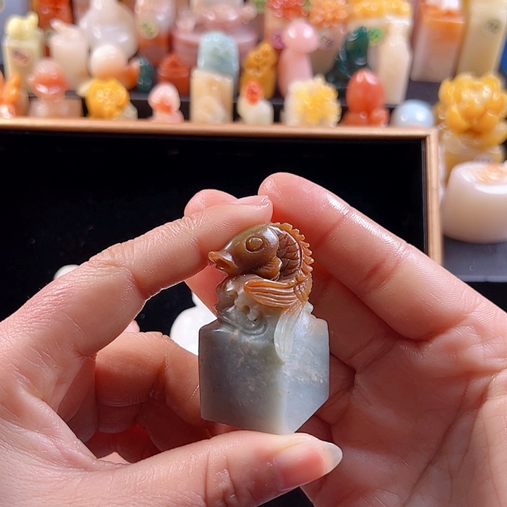 云南石印石2.5厘米，鱼，包刻