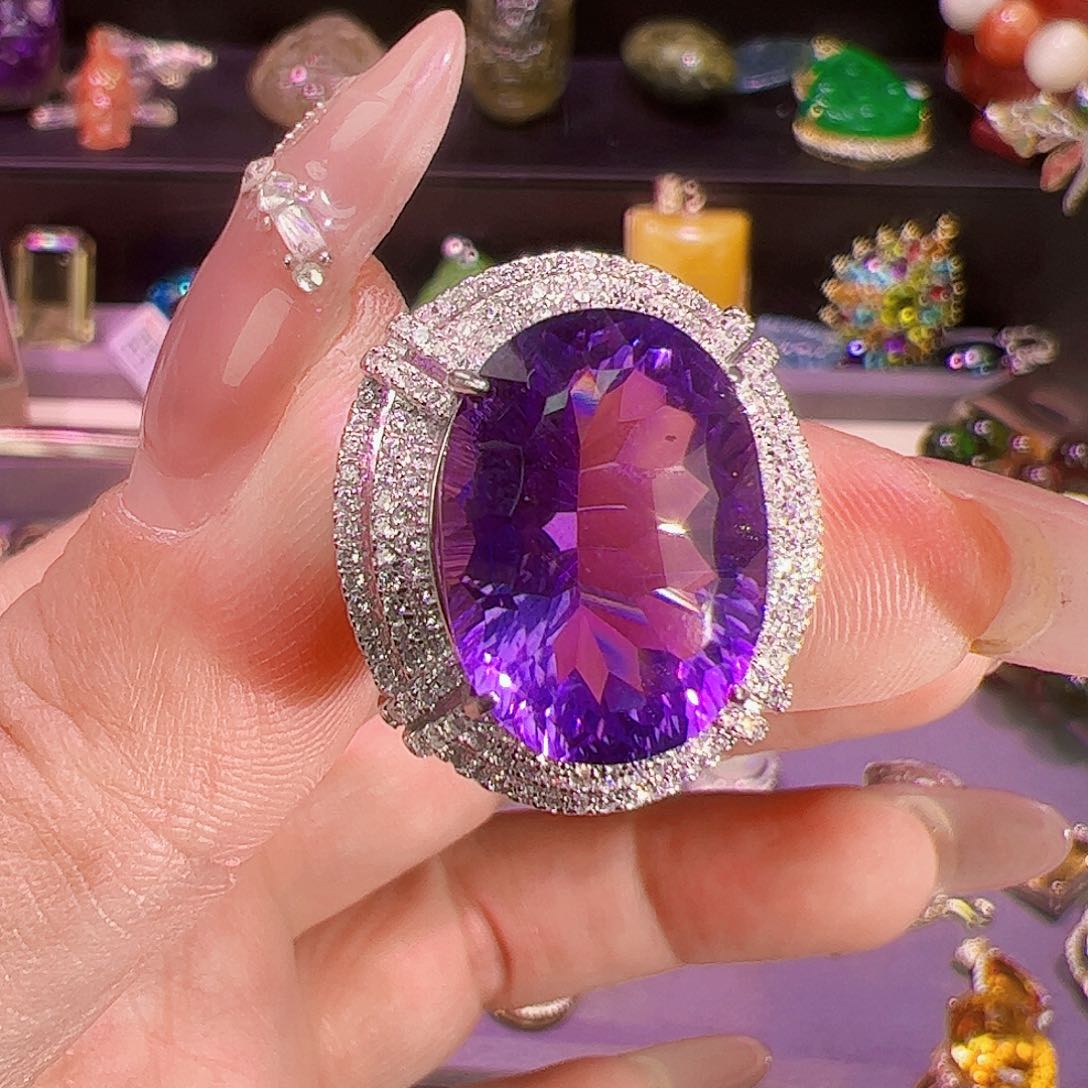 紫晶紫水晶银S925镶嵌