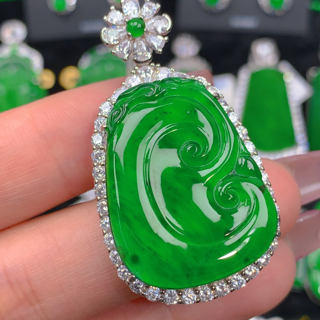 翡翠吊坠(不含链)银S925镶嵌