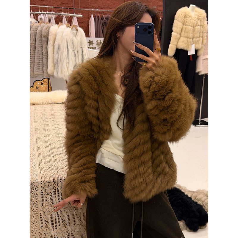 【寒霜孤影】梦熙部落M8126新款车条皮草外套软糯狐狸毛女装皮草