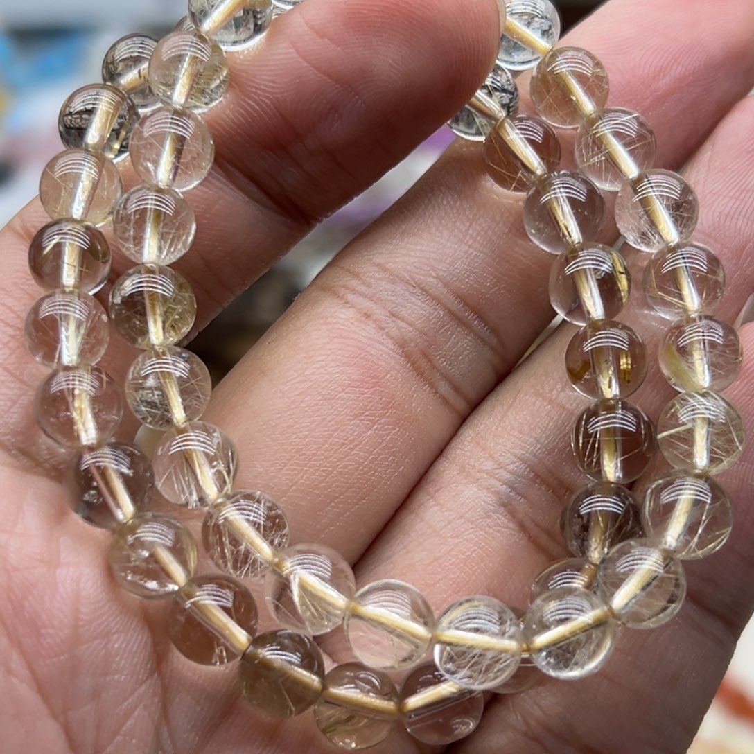 水晶未镶嵌手链7.5咪金发晶