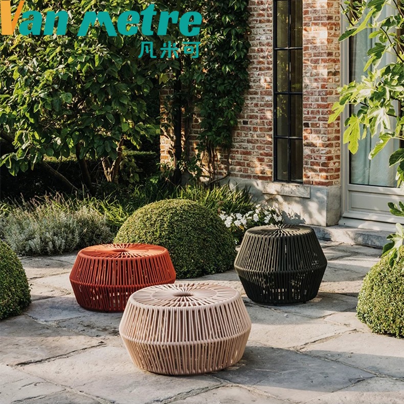 户外沙发边几小茶几迷你小圆桌网红小桌子绳编创意圆墩设计师角几