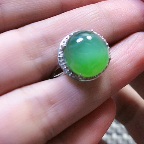 和田玉戒指银S925镶嵌