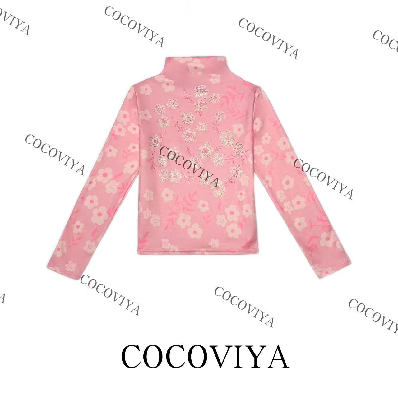【XY】COCOVIYA甜馨花韵精致德绒长袖T恤时尚内搭上衣26C-977
