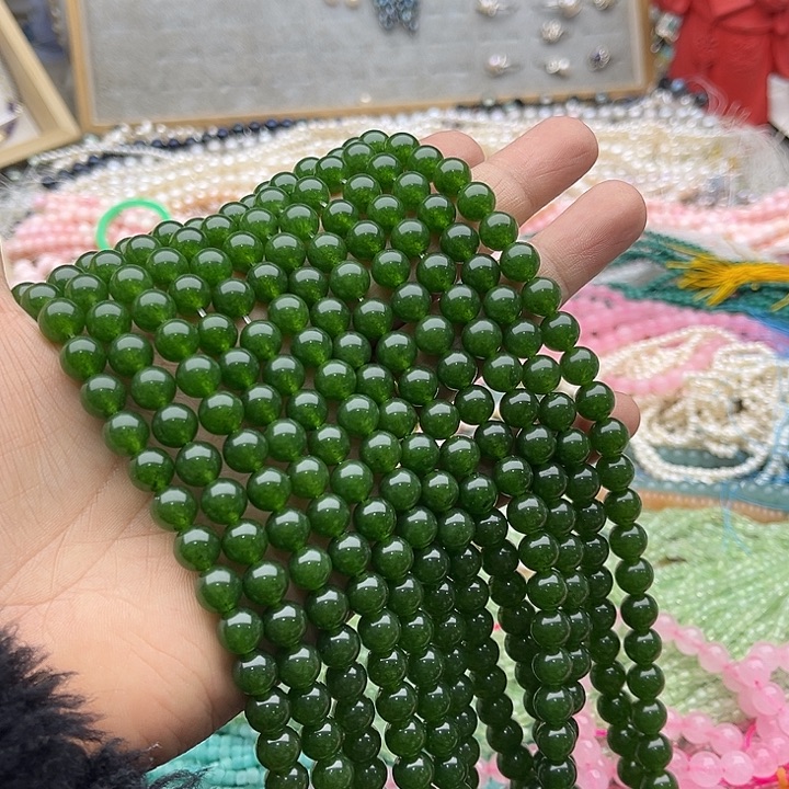 玛瑙/玉髓珠宝半成品未镶嵌一条8mm碧玉