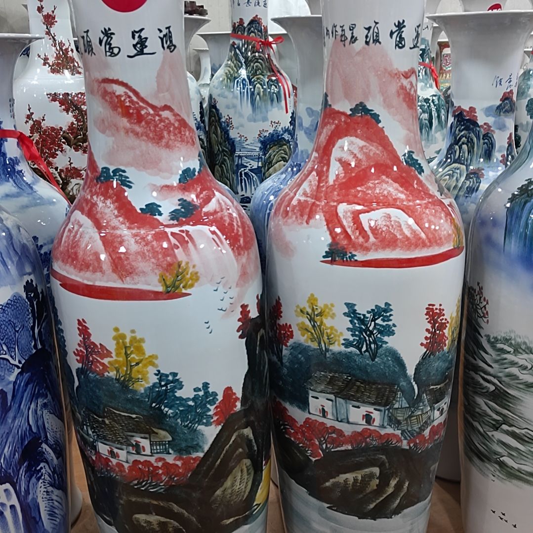 瓶一对1.6陶瓷落地大花瓶