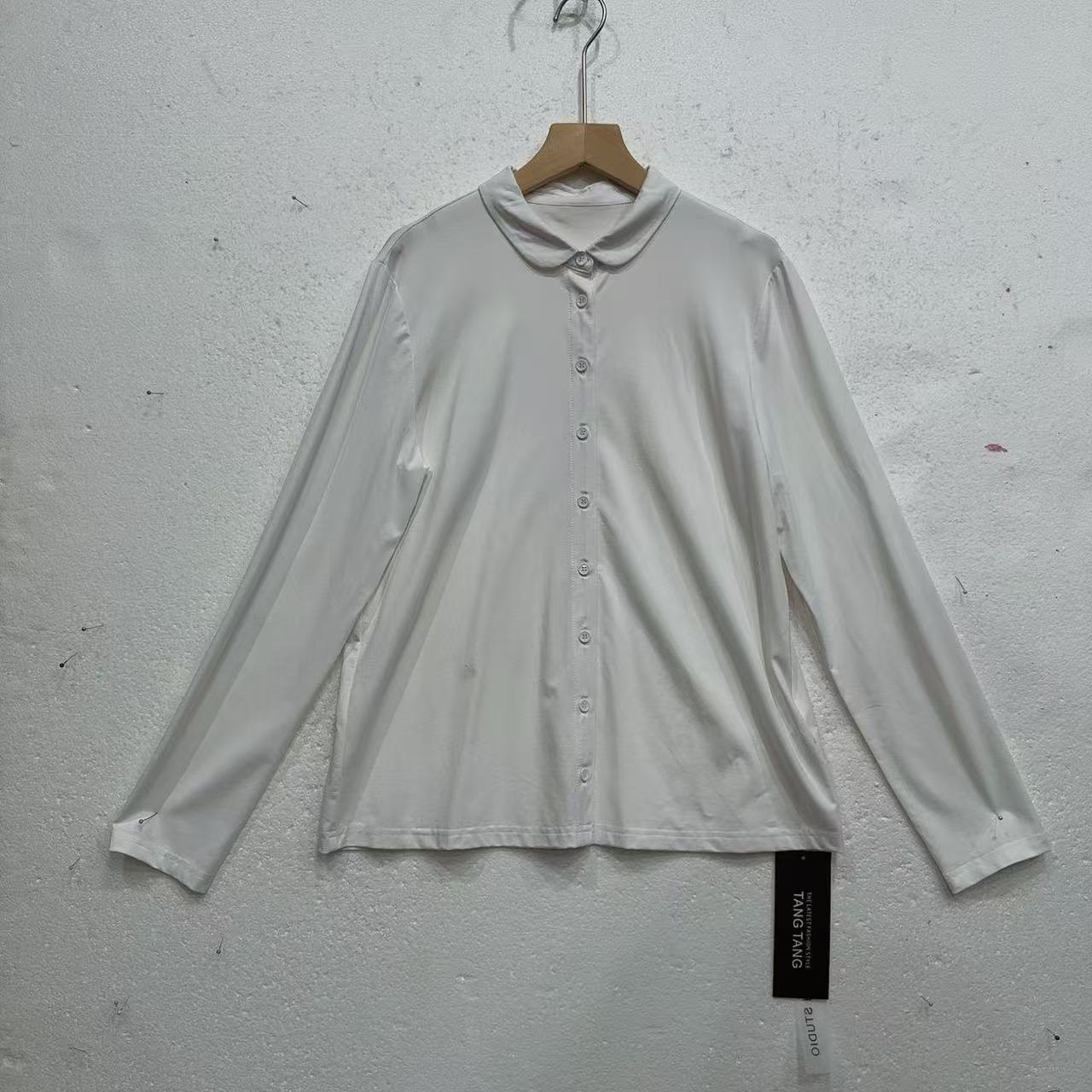 FL糖糖家女装福利款宽松型成人纯色极简风长袖衬衫常规款【251290】