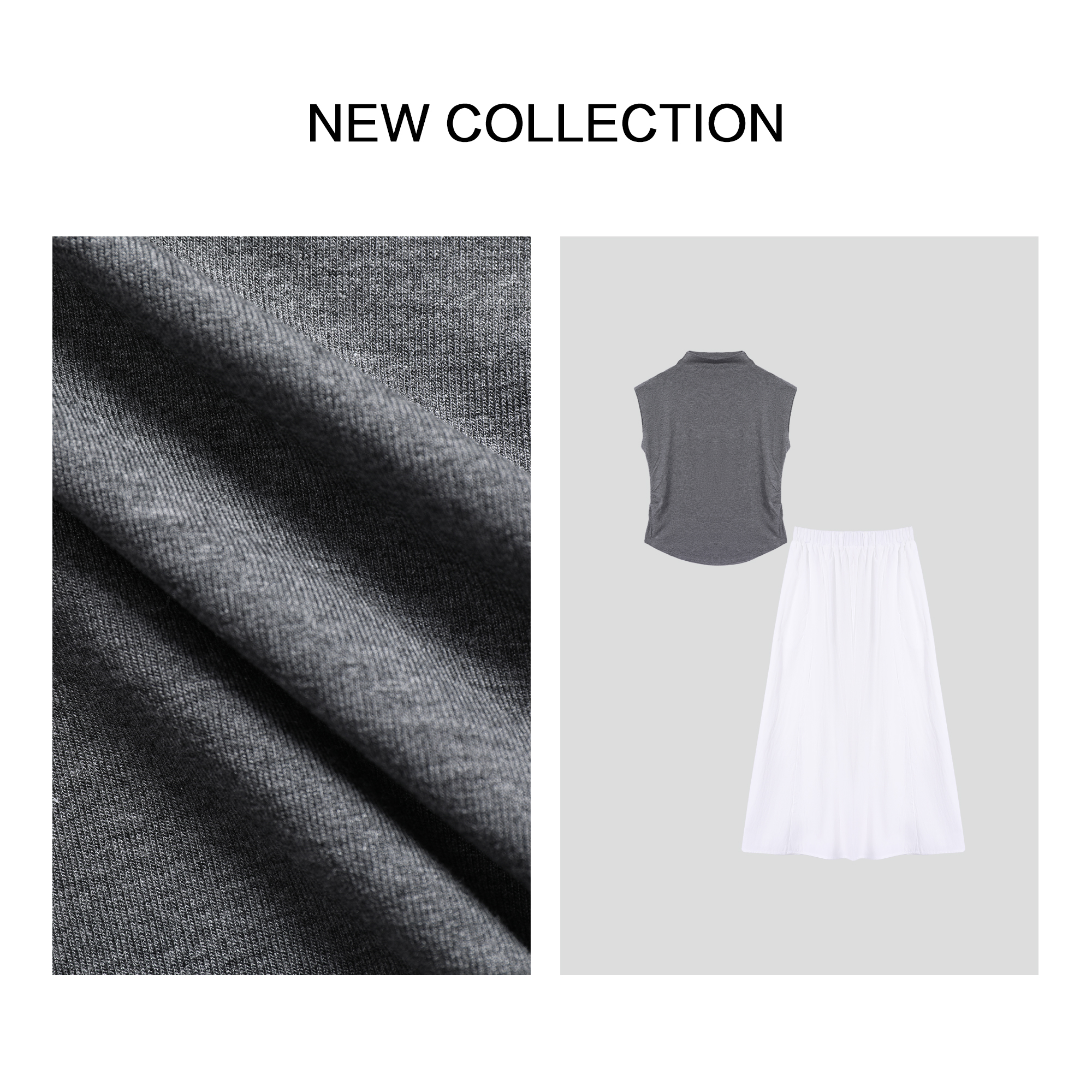 【龙哥专属】D3F38022A 灰色无袖上衣配白色长裙套装 3931