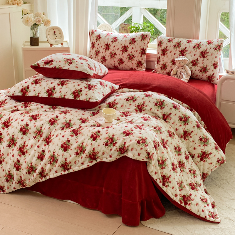 牛奶绒|加厚保暖高克重抗静电不掉毛牛奶绒秋冬四件套宿舍三件套