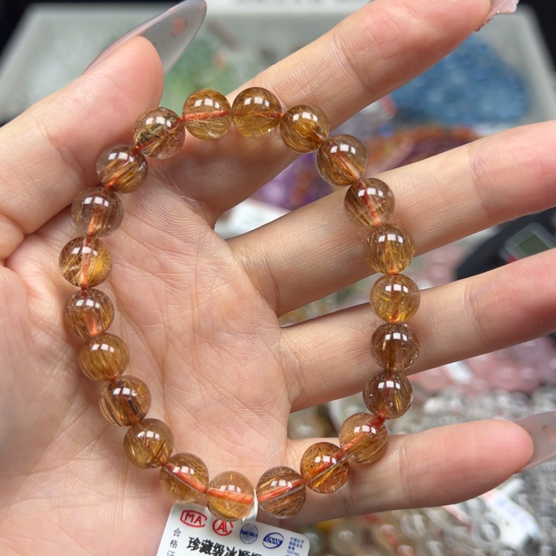 雪***莲手链未镶嵌水晶卡8珍藏级冰顺铜发晶38