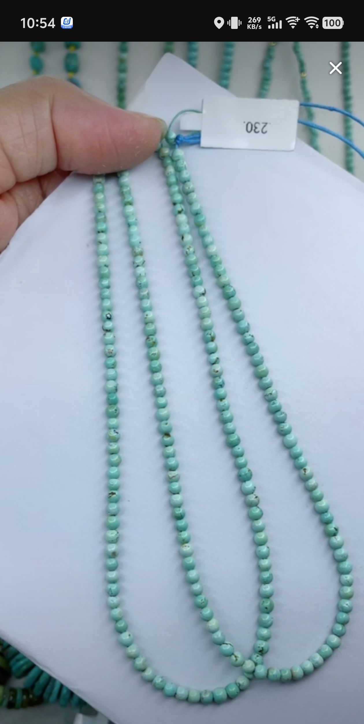 天然原矿绿松石米珠链