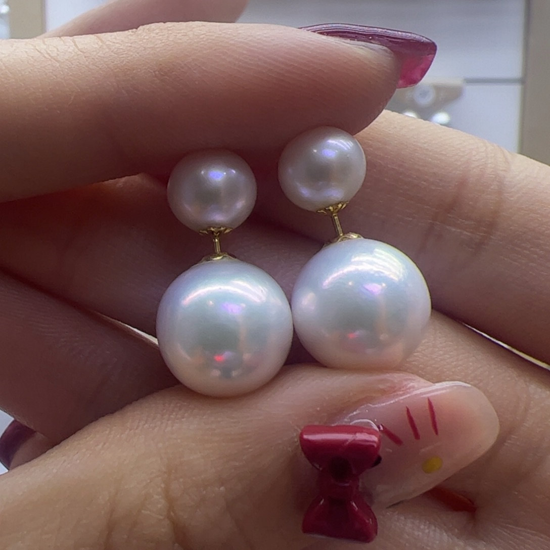 淡水珍珠耳饰18K金镶嵌