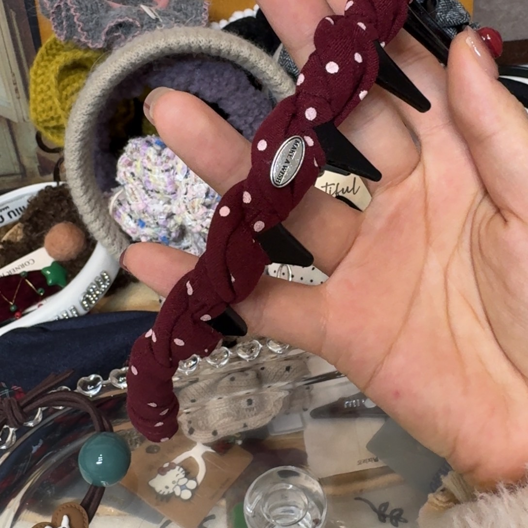 布艺铁合金红波点发箍