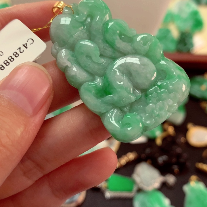 翡翠18K金镶嵌吊坠(不含链)