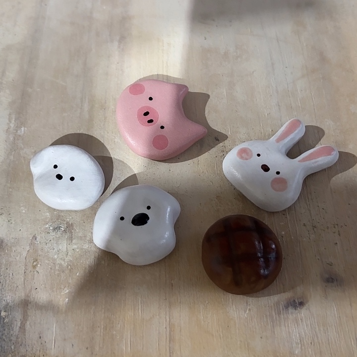 摆件陶冰箱贴5个手绘