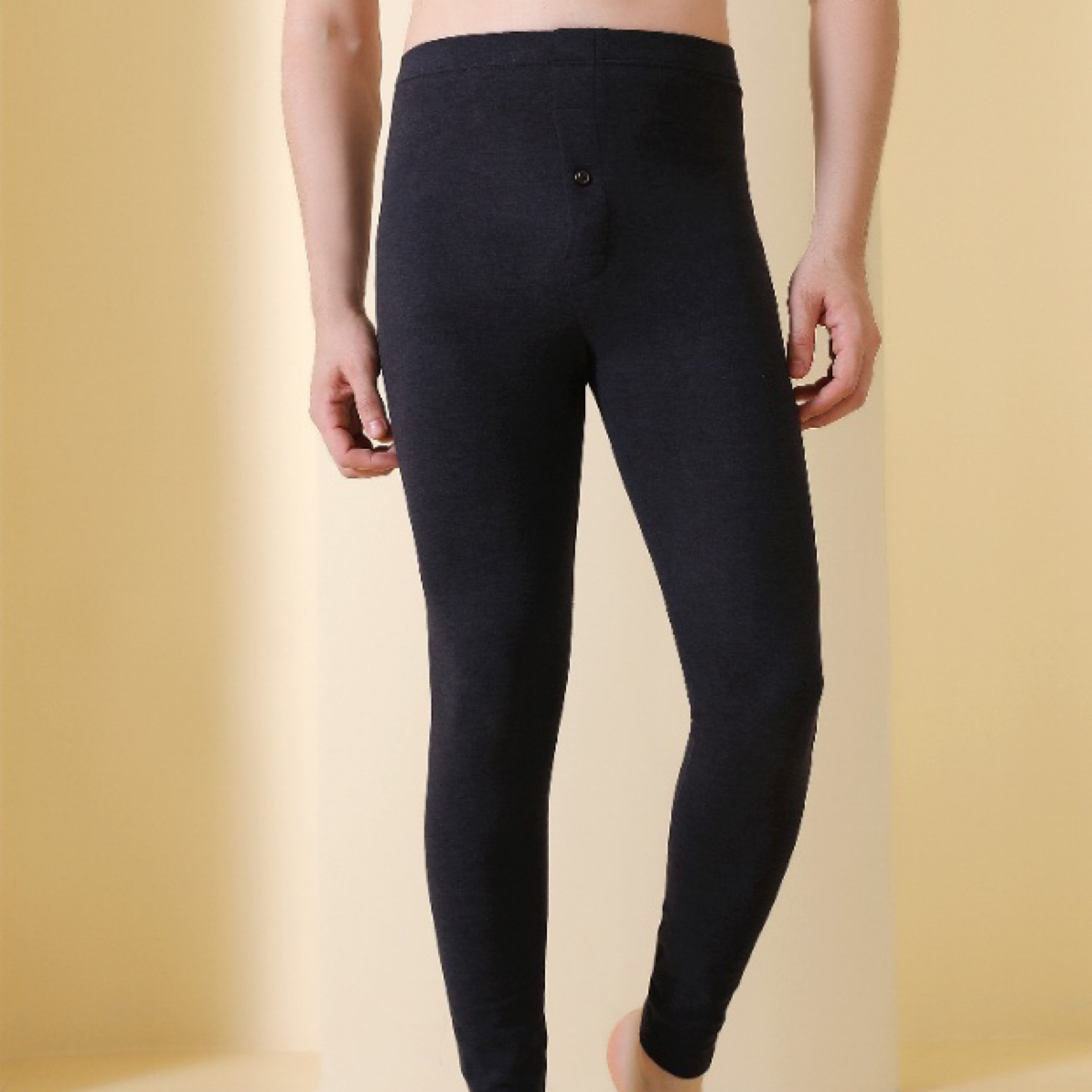 男款德绒发热线裤 保暖打底裤秋冬修身内穿高腰