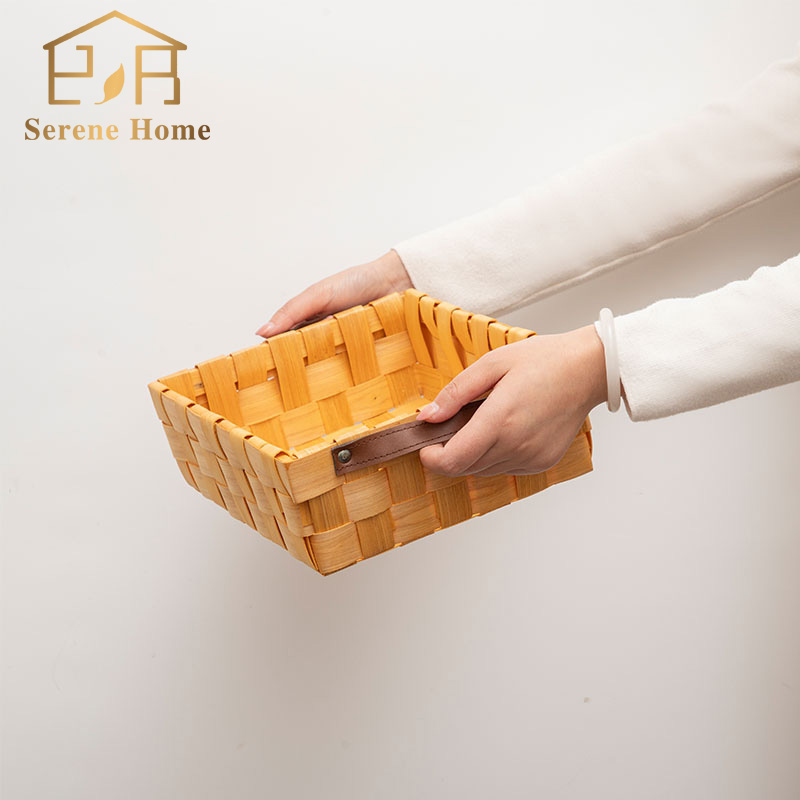 日式手工编织面包筐西餐厅桌面早餐零食手提收纳篮水果篮野餐篮子