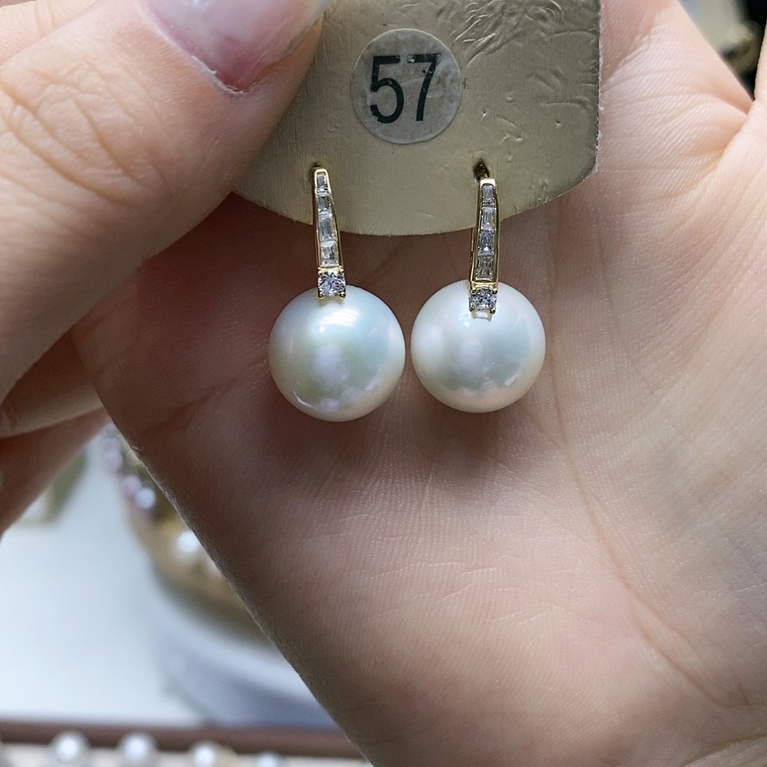 淡水珍珠耳饰银S925镶嵌
