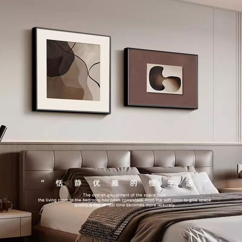 高级感抽象卧室挂画现代轻奢意式极简客主卧床头装饰画厅餐厅壁画
