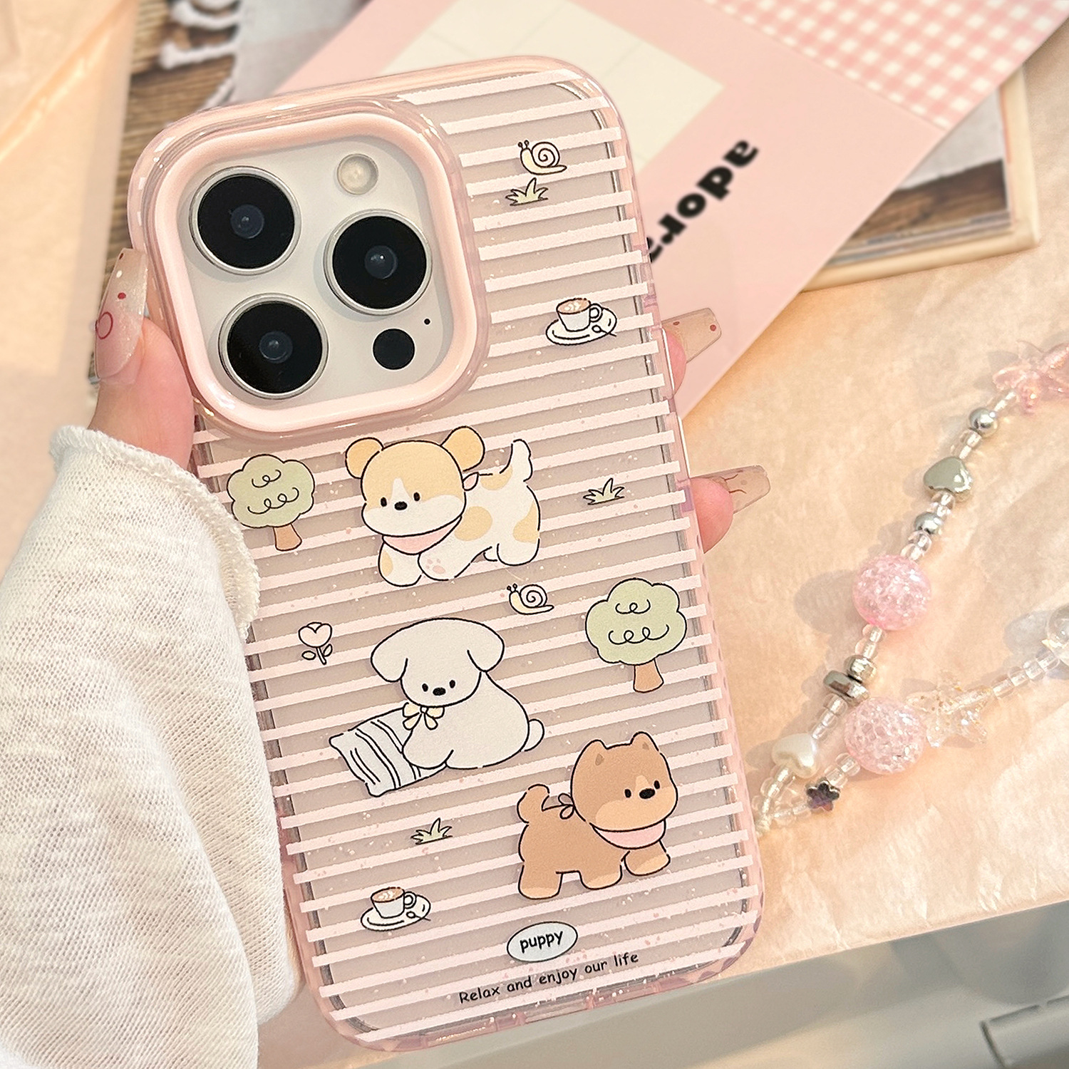 森林小狗iphone16苹果15promax手机壳小清新卡通13适用12防摔11软