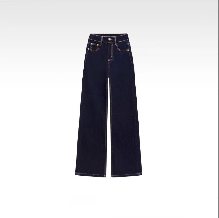 高腰直筒裤水洗牛仔裤窄筒直筒裤复古百搭休闲裤时尚